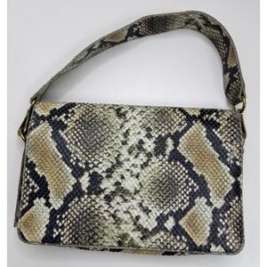 Madewell The Flap Convertible Snake Embossed Leather Wristlet Handbag Flaw